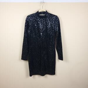 525 America Black Leopard Velvet Dress Size M